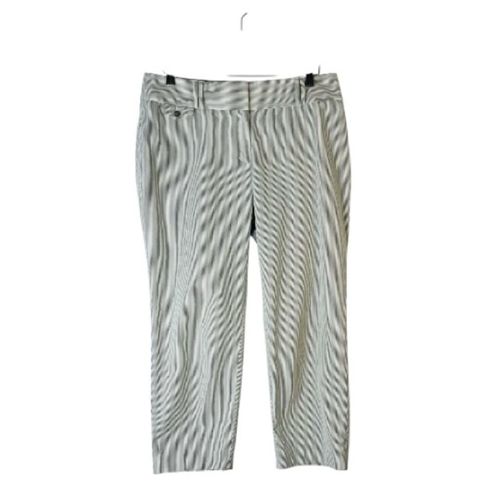 Loft grey white striped preppy coastal Julie cropped pants 8